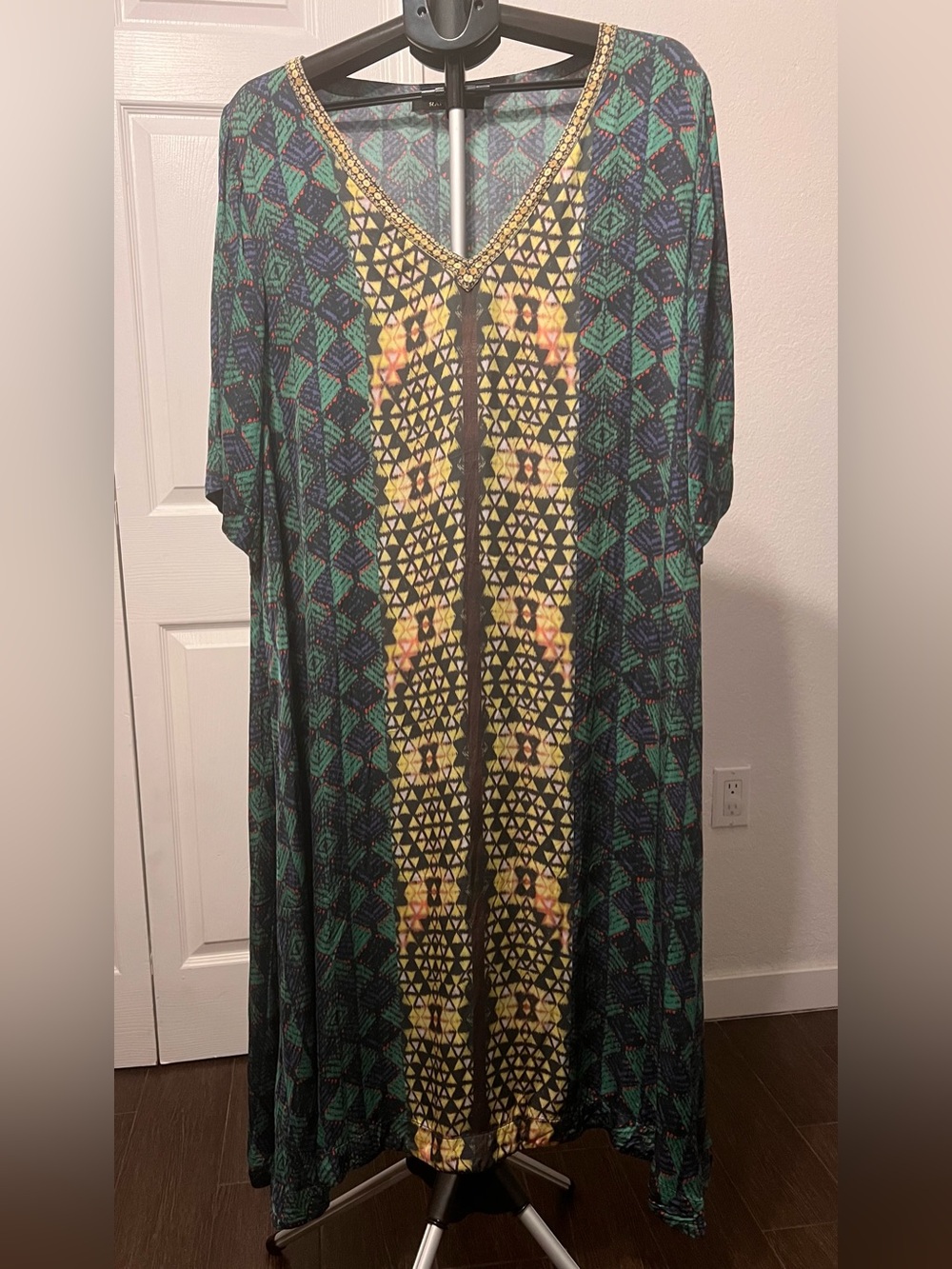 Rapsodia Argentina Boho Printed Kaftan Dress | Flowy Silky Feel | OS/L 
V-Neck